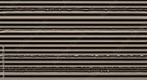 Stacked corrugated cardboard edges texture background. Macro wavy brown paper packaging cross-section for industrial shipping concepts, recycled eco-friendly material, and abstract linear design