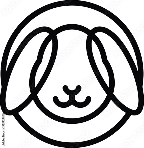 Set of 6 Outline Easter Bunny Icons Vector Collection for Holiday Design and Spring Celebration