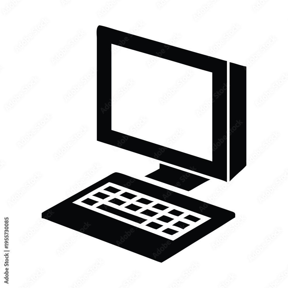 Fototapeta premium Vector computer monitor and keyboard icon