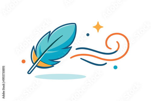 Symbolic representation of freedom, light movement, and gentle natural elements often used to express calm lifestyle or minimalist philosophy, a delicate feather drifting beside a