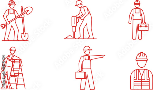 Common construction and safety worker roles illustrated with icons