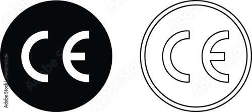 A collection of two distinct ce marking symbol designs displayed in a simple black and white style Vector