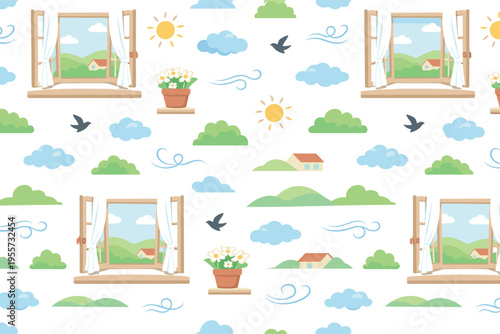 Fresh morning home atmosphere and peaceful everyday living with light airy interior lifestyle theme