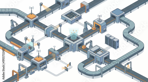 Industrial factory production line workflow.
