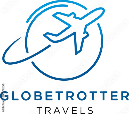 Globetrotter Travels Airplane Logo Design.
