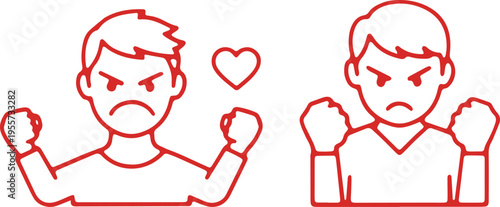 Two angry characters with clenched fists and conflicting emotions