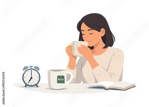 A healthy lifestyle moment where an individual chooses intentional self-care habits during a quiet morning routine before starting daily responsibilities, visual metaphor of a