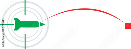 Green dart hitting target board.