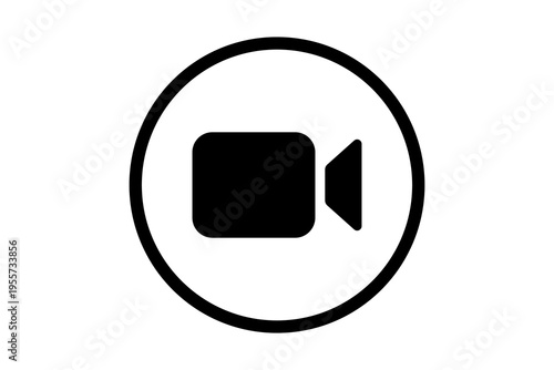 Black outline video camera icon representing active recording or streaming isolated on transparent background camera video record media device stream