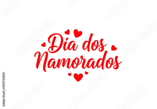 Dia dos namorados greeting card with red hearts