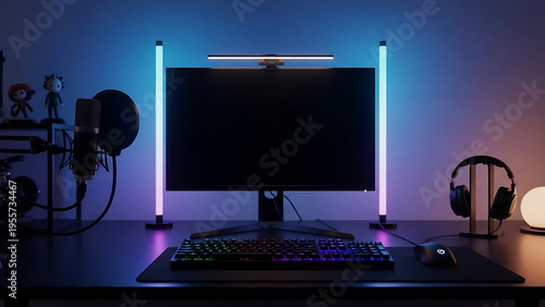 Dynamic neon play button and 'STUDIO' text sign glowing brightly on a textured dark brick wall, symbolizing digital content creation and media production