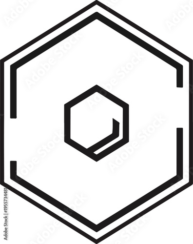 Quadro su tela Hexagon Shape With Inner Hexagon Outline.