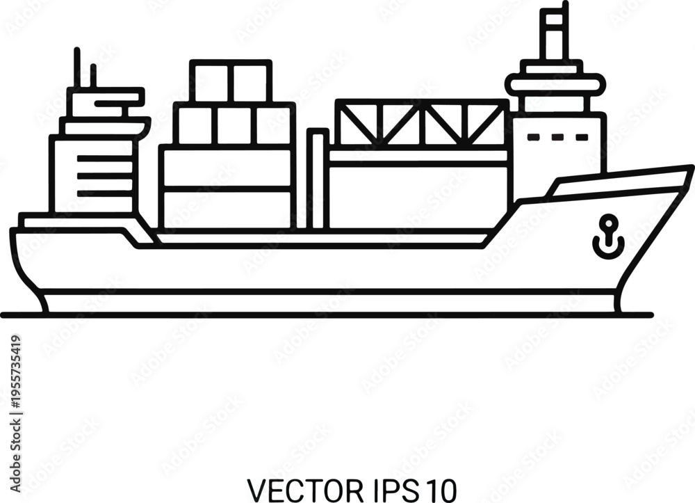 Naklejka premium Large cargo ship with containers.