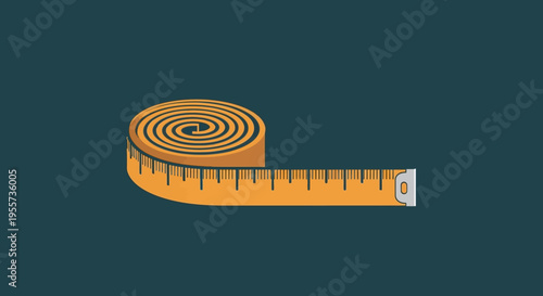 Minimalist Illustration of an Orange Rolled Measuring Tape - Precision Measurement Tool Icon