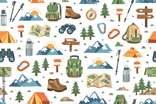 Outdoor mountain hiking adventure and active nature exploration with fresh travel lifestyle theme