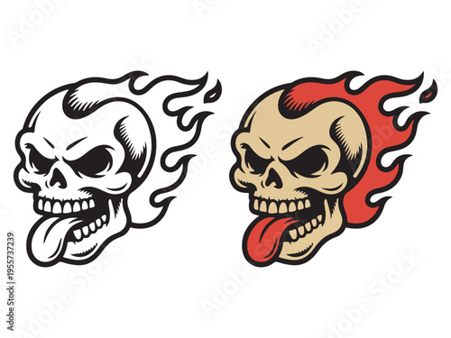 Flaming Skull Mascot Vector