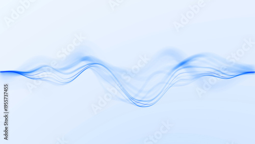 Photography Minimal blue flowing wave on soft gradient background with clean abstract motion