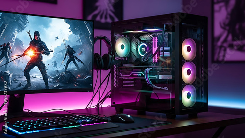 Dynamic neon play button and 'STUDIO' text sign glowing brightly on a textured dark brick wall, symbolizing digital content creation and media production