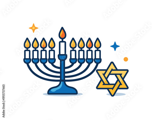 Hanukkah celebration and honoring meaningful traditions in family and community life focused on reflection and joyful togetherness, a simple menorah with gently glowing candles