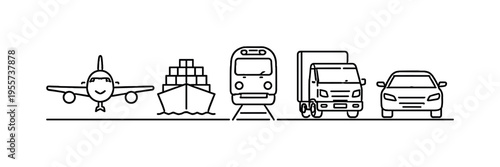 Global travel and transportation network enabling movement of people and goods across cities and countries with reliable mobility infrastructure, a passenger airplane, a cargo ship