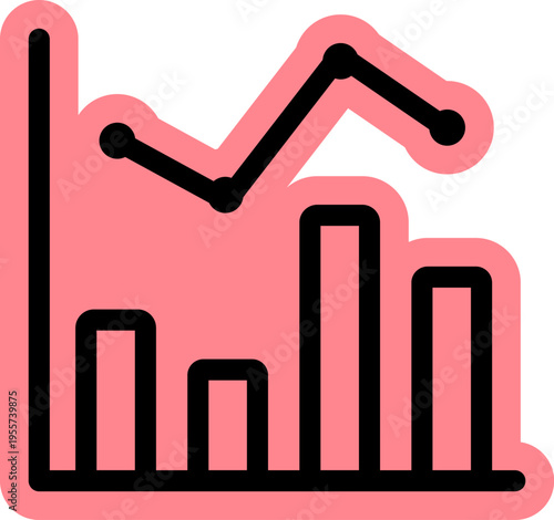 Red bar chart with downward line graph loss icon