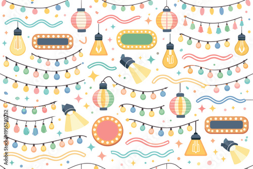 Outdoor party ambiance and lively night gathering with playful colorful illumination mood