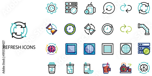 Refresh simple concept 24 color icons set .Vector illustration.