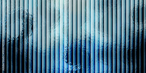 Dark blue grey ribbed glass. Vector ribbed glass texture background. Mesh gradient. acrylic ribbed bath surface. Reeded glass background semitransparent overlay. Bath wall window