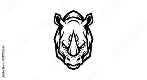 Rhino head illustration bold design white background