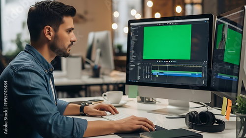 Dynamic neon play button and 'STUDIO' text sign glowing brightly on a textured dark brick wall, symbolizing digital content creation and media production