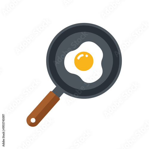 fried egg in a pan.