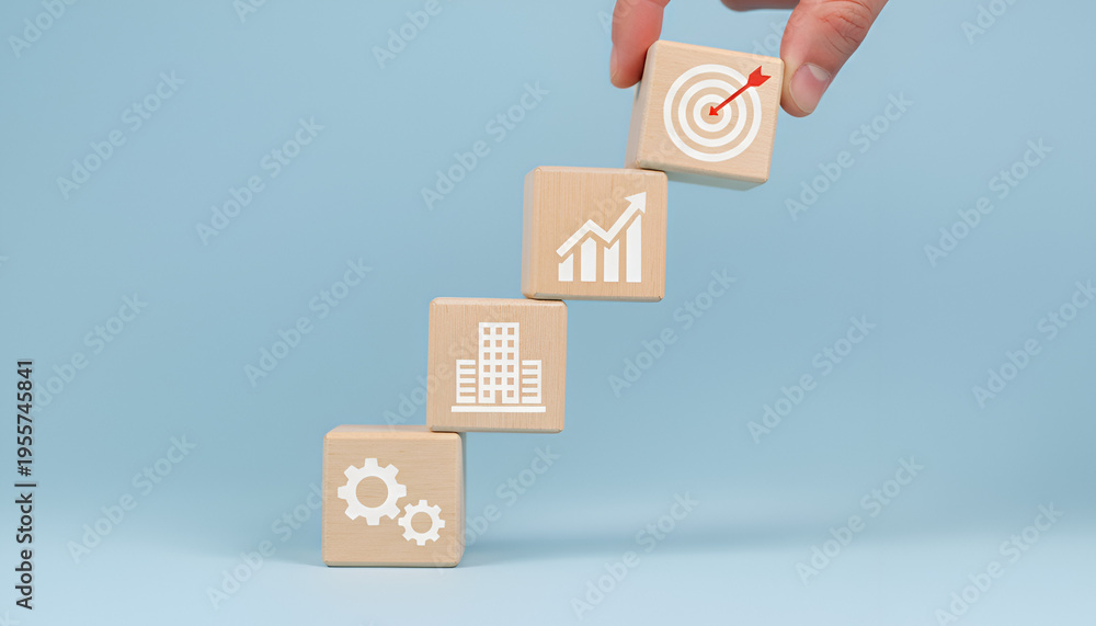 Obraz premium Title: Coin Token Progress Icons for Business Growth Strategy Concept 