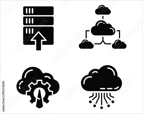 Cloud computing and data storage icons