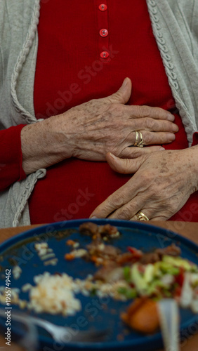 old woman have food poisoning