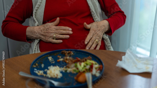 old woman have food poisoning