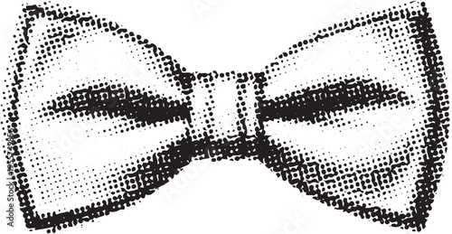 Grunge Bow Tie Vector – Halftone Formal Bowtie Distressed Illustration