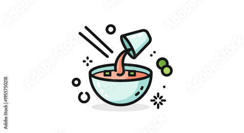 Soup bowl icon with chopsticks