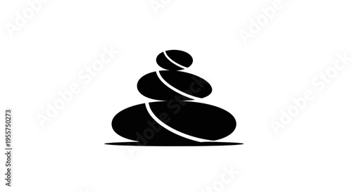 Stacked stones silhouette on white