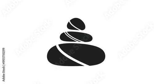 Stacked stones silhouette on white