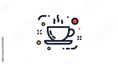 Steaming coffee cup icon illustration