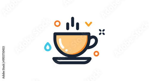 Steaming coffee cup illustration on white