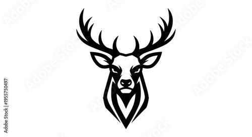 Stunning black and white deer head design