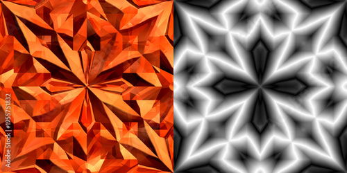 Принти на полотні Mandarin Garnet Crystal and Height Map Comparison
