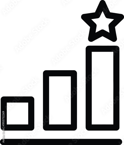 Business growth concept with increasing bar chart and star symbolizing success