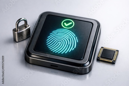 Digital padlock with glowing security and encryption features