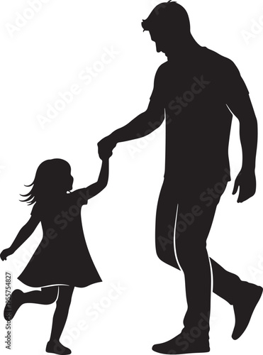 Father and daughter holding hands and walking together, representing a loving bond and shared journey.