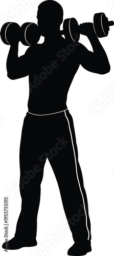 Man doing shoulder workout with dumbbells