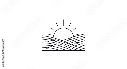 Sunrise over rolling hills illustration