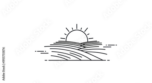 Sunrise over rolling hills minimalist design