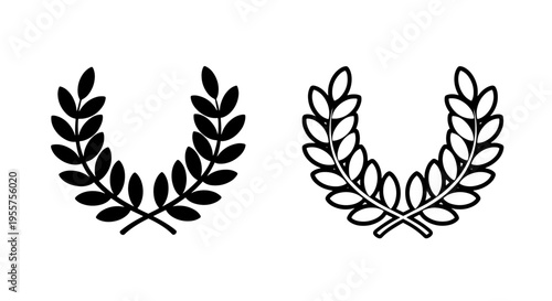 Laurel wreath victory symbol, winner award icon, ancient greece design element